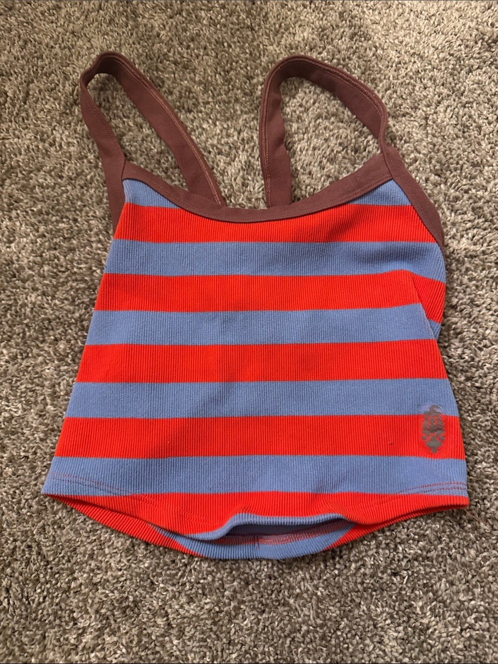 Free People Red and Blue Striped Tank Top